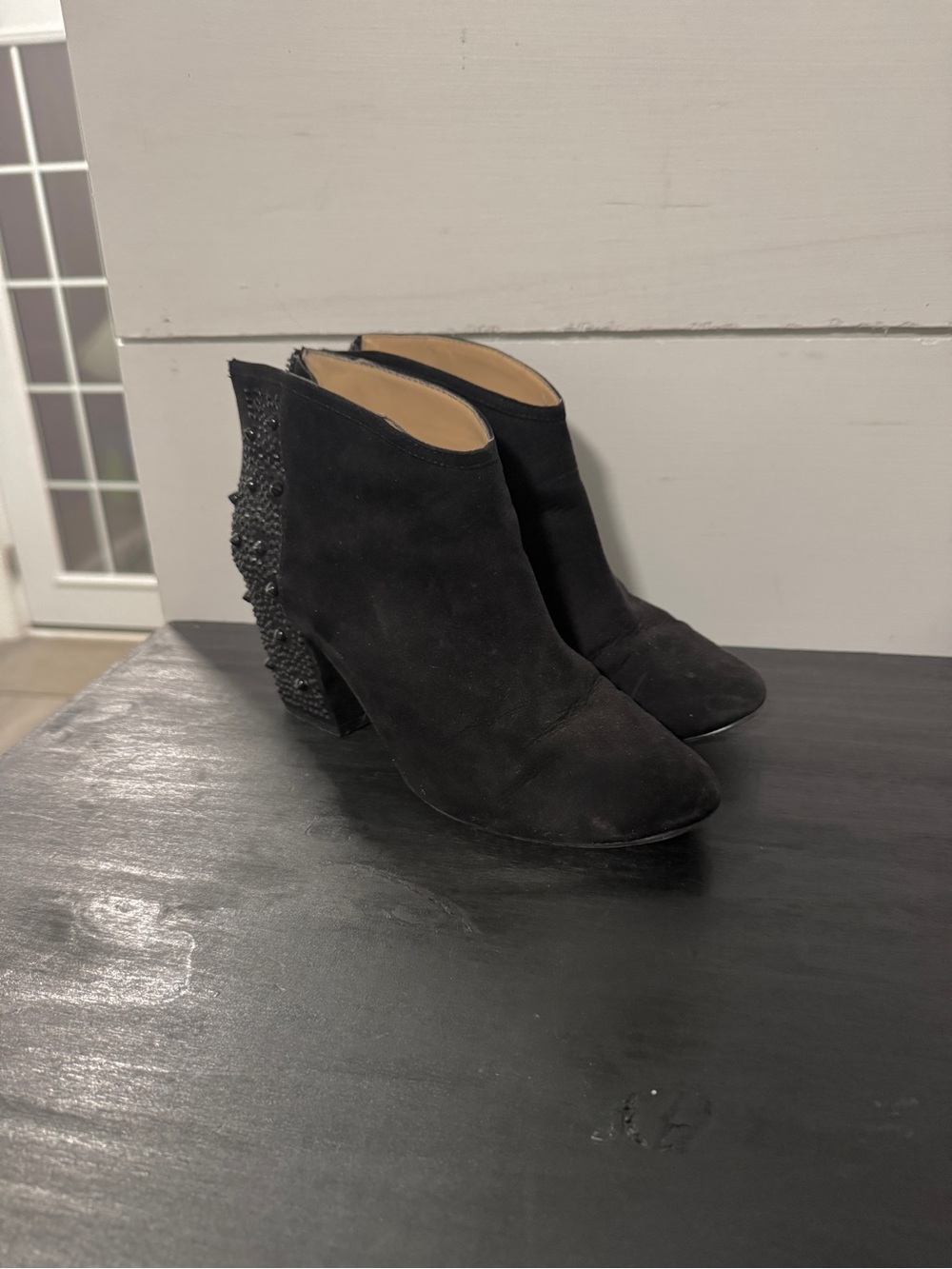 Zara black studded suede ankle boots